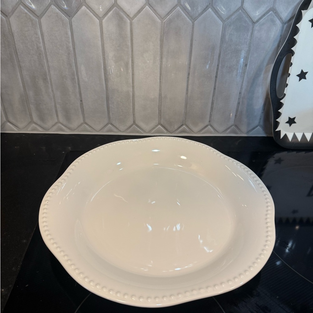 Elegant White Pottery Barn “Emma” Ceramic Serving Platter